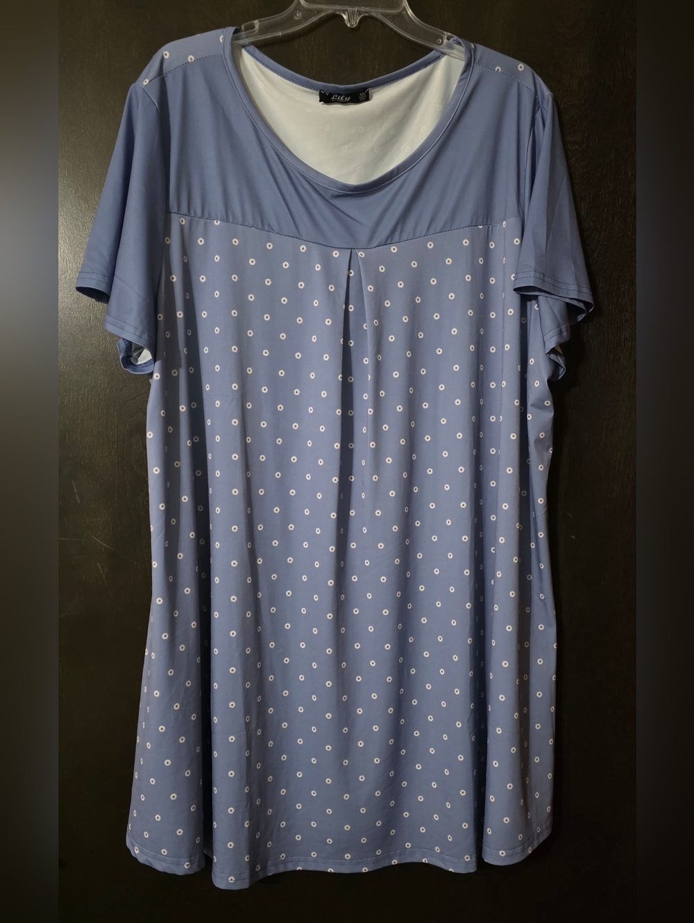Lily By Firmiana Blue Short Sleeve Swing Dress with White Daisy Print Size 4XL